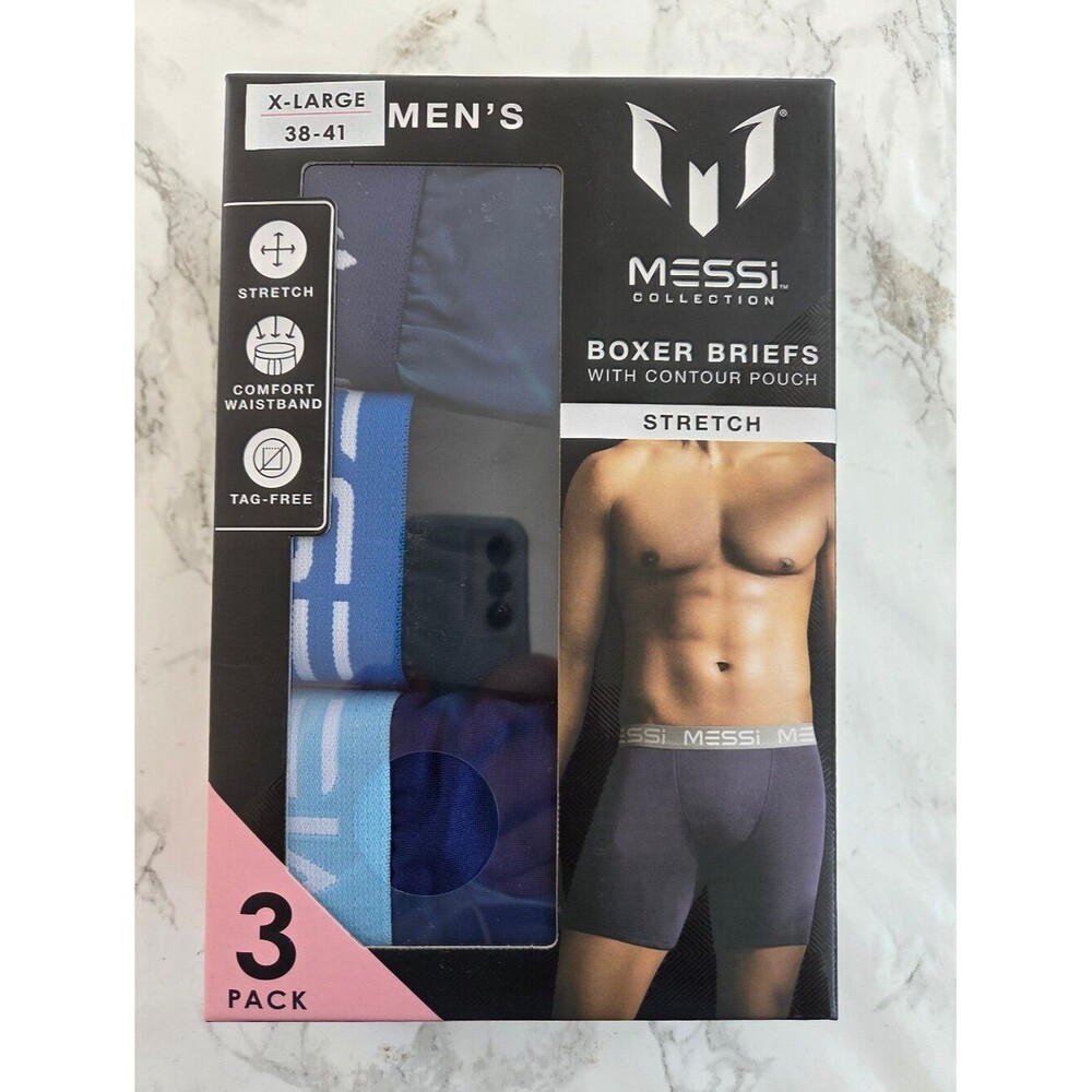 Lionel Messi Tag Free Boxer Brief Shorts 3 Pack Underwear Stretchy Contour Pouch